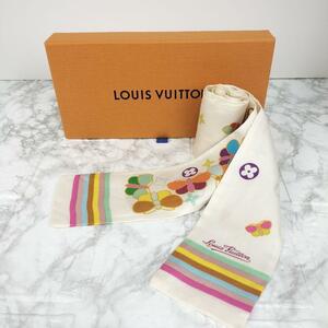 美品 LOUIS VUITTON ルイヴィトン リボンスカーフ モノグラム マルチカラー バタフライ レディース