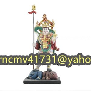 「81SHOP」 毘沙門天?高さ11.5cm 柘植（ツゲ）木製彫刻 多聞天 仏像 フィギュア 七福神 木彫り