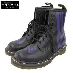 美品 Dr.Martens ×Needles ドクターマーチン ×ニードルズ Remestered Boot シューズ メンズ ブラック×パープル 5 26258011