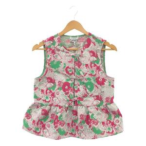 【美品】 Ganni / ガニー | 3D Jacquard Sleeveless Ribbon Blouse / ジャガード ペプラム リボン ブラウス