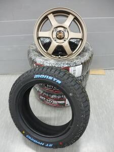 新品★セット★S-6★モンスターR/T★155/65R14★ホワイトレター★ゴツゴツタイヤ★軽トラック・軽バン・ハイゼット・エブリー★G