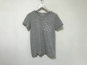 美品本物ユーエムアイu.m.iコットンポケット水玉柄プリント半袖TシャツメンズサーフアメカジミリタリーストリートXSグレー日本製