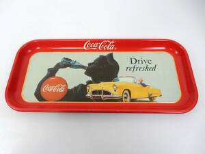 【昭和レトロ】Coca-Cola コカ・コーラ 角トレイ DRIVE REFRESHED 約48cm×約21.8程 裏サビ有 中古品 JUNK！ 現状渡し 一切返品不可で ⑥