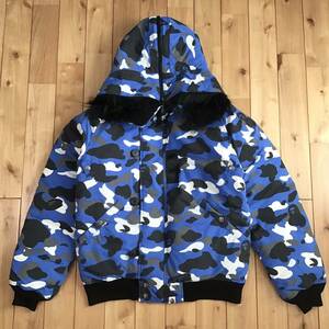 ファー付き ダウンジャケット Lサイズ FUR hoodie down jacket a bathing ape bape エイプ ベイプ アベイシングエイプ blue camo 迷彩 w11