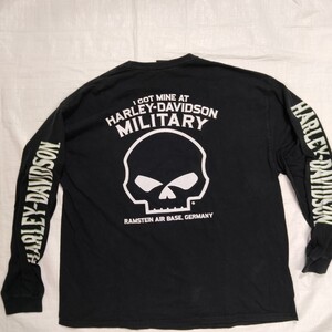 ハーレーダビッドソン Harley-Davidson ドクロスカル ロング　スリーブ　長袖　Tシャツ ロンT ブラック　黒　BLACK ミリタリー　military