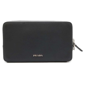 プラダ スマホポーチ サフィアーノ ロゴ 2ZH064 PRADA ポーチ メンズ 黒 【安心保証】