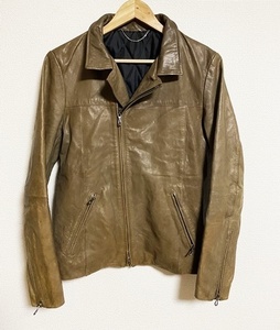 【5351 POUR LES HOMMES】定価59,400 Semi Double Riders Jacket セミダブルライダースレザージャケット 3 やぎ革 0280090000 アバハウス