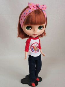 Doll Dressing♪ハンドメイド ネオブライス サイズお洋服セット人形/アウトフィット/衣装/ラグランTシャツ/ドレス/デニム/ドール服/レトロ