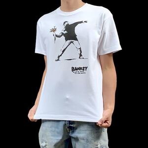 新品 BANKSY バンクシー 花束 Flower Thrower パレスチナ グラフィティ Tシャツ S M L XL ビッグ オーバー サイズ XXL~5XL ロンT パーカー