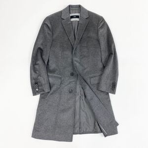 Bl16 BOSS HUGO BOSS ボス ヒューゴボス コロンボ社製生地☆ チェスターコート カシミヤ混 Pure Cashmere M相当 グレー メンズ