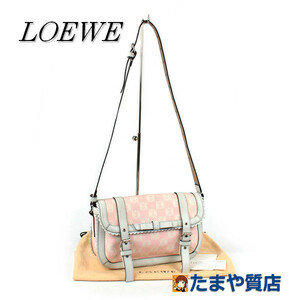 LOEWE ロエベ ショルダーバッグ ピンク 白 アナグラム 70200