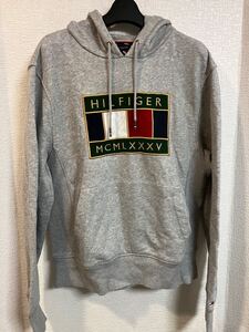 ★美品★ TOMMY HILFIGER スウェット パーカー　リバースウィーブ　グレー　サイズS ロゴ プルオーバー フーディー