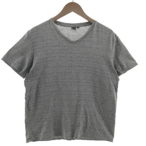 シーケーカルバンクライン ck Calvin Klein Tシャツ Vネック 半袖 ロゴパターン柄 プリント コットン グレー L メンズ