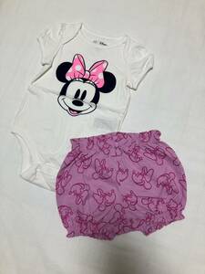 USED★babyGap【半袖/ロンパースセットアップ】ミニーちゃん/70サイズ