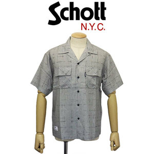 Schott (ショット) 3123015 KASURI PLAID S/S SHIRT カスリ柄 格子縞 ショートスリーブシャツ 20(14)GREY L