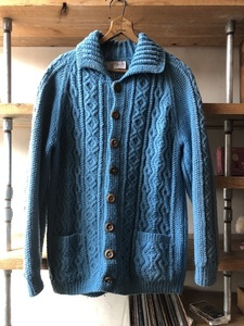 INVERALLAN ケーブルニットカーディガン SCOTLAND ターコイズブルー