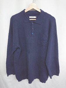 ◇ ⊇ MOUSSY マウジー コットン系　ポロ襟 長袖 トレーナー サイズL ネイビー レディース E