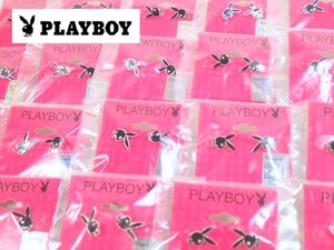 9234D[A]デッドストック品♪PLAYBOY◆プレイボーイ/ピアス/ブラック シルバーカラー/台紙付き/アクセサリー/まとめ売り 20点セット♪