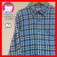 usa古着 AMERICANEAGLE ネルシャツ チェック ライトブルー M