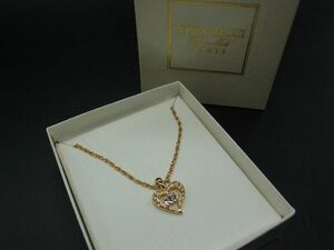 ■美品■ NINA RICCI ニナリッチ ラインストーン ハートモチーフ ネックレス ペンダント アクセサリー レディース ゴールド系 DE0327