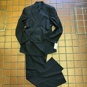 【新品】夏物 ダブル 4B 礼服 サイズAB7 背抜き メッシュ裏地 ノーベント 2タック アジャスター付 ブラック フォール 冠婚葬祭 礼服 黒服