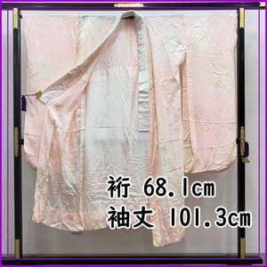 ☆振袖用長襦袢 /裄68.1袖丈101.3/ 半衿付☆美品 407u5