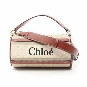 クロエ Woody ブランドオフ Chloe ファブリック ハンドバッグ リネンキャンバス/レザー レディース