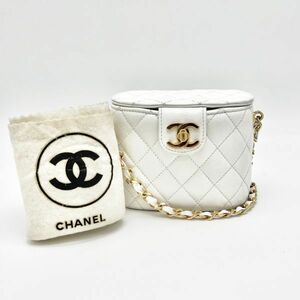 1円 良品 CHANEL シャネル マトラッセ ターンロック ココマーク ミラー付き ラムスキン チェーン ショルダー バニティ バッグ eD1102N