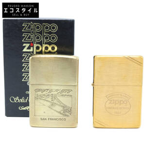 1円まとめ ZIPPO ジッポ ゴールド ソリッドブラス SAN FRANCISCO・AMERICAN CLASSIC 計2点 ライター メンズ レディース