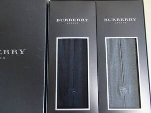 R6 09★バーバリー BURBERRY 靴下 2足セット 黒 /グレー 25～26cm (綿・ナイロン) 