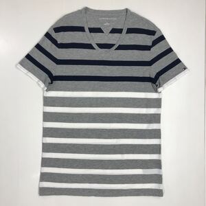 TOMMY HILFIGER トミーヒルフィガー　半袖Tシャツ　Vネック　ボーダー柄　メンズ　Lサイズ　37-34a