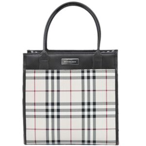 本物 バーバリー BURBERRY ノバチェック チェック トートバッグ ハンドバッグ キャンバス レザー ベージュ ブラウン