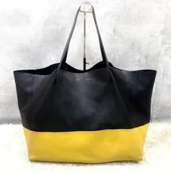 CELINE ホリゾンタルカバ　レザートートバッグ　バイカラー　黒×黄色