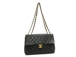 1円 ■美品■ CHANEL シャネル ココマーク マトラッセ ラムスキン ターンロック チェーン ショルダーバッグ トート ブラック系 BJ6463