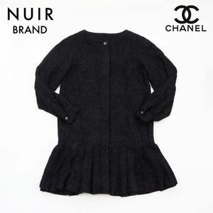 シャネル CHANEL コート 2013秋冬 コレクション メタリック ブークレ ツイード Size:34 ネイビー