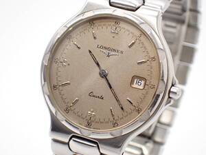 稼動品 1円～☆LONGINES ロンジン QZ メンズ腕時計 Conquest コンクエスト 4020 シルバー文字盤 デイト ラウンド/E9419-10450