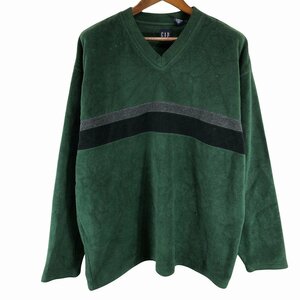 SALE// 90年代 GAP ギャップ フリース Vネック 長袖Ｔシャツ 大きいサイズ カジュアル グリーン (メンズ XXL) P0856