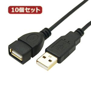 変換名人 10個セット 極細USBケーブルAオス-Aメス 3m USB2A-AB/CA300X10