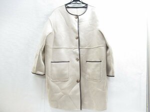 ★ HinaStyle リバーシブル ボアコート ムートンコート レディース コート アイボリー ミディアム丈 アウター 防寒 冬服