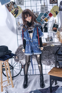 MDD.MSD.SD.DD.SD17.SD16.幼SD デニムジャケットTシャツ ストッキングの3点セット ドール服 ドルフィードリーム おもちゃ ゲーム20end001