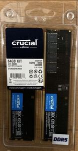 CT2K32G48C40U5 [デスクトップ用 / DDR5 SDRAM（288pin） / 64GB(32GB × 2枚組)セット / DDR5-4800 CL40-39-39 / Crucial DDR5シリーズ]