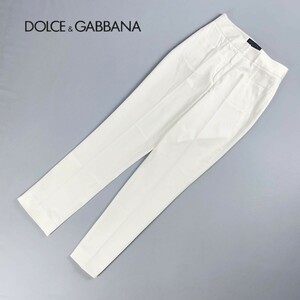 DOLCE&GABBANA ドルチェ&ガッバーナ コットン テーパードスリムパンツ ボトムス レディース 白 ホワイト サイズ38*SC122