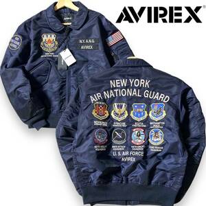 【M】新品 定価3.3万 アヴィレックス CWU-36P NEWYORK AIR NATIONAL GUARD フライトジャケット AVIREX ヘビーナイロン MA-1 3252061◆R1389