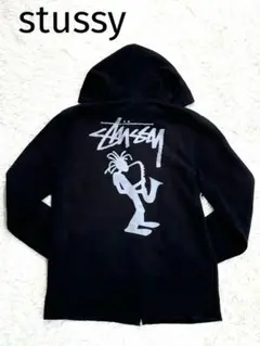 【希少】stussy パーカー シャドーマン ジップアップ ブラック S