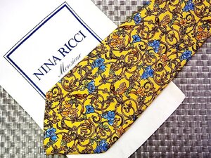 ♪35149C♪良品【鳥 花 植物 柄】ニナリッチ【NINA RICCI】ネクタイ