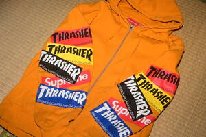 Supreme シュプリーム THRASHER スラッシャー ジップアップ パーカー フーディー イエロー Mサイズ 中古 現状 ジャンク