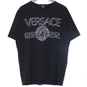 VERSACE メデューサロゴ刺繍Tシャツ XLサイズ ブラック 1001280-1A00915 ヴェルサーチ ヴェルサーチェ エンブロタイリー 半袖カットソー