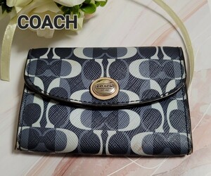 【COACH】コーチ キーケース シグネチャー PVC ブルー系