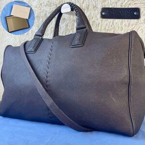 美品 特大！●BOTTEGA VENETA ボッテガヴェネタ 2way ボストンバッグ トートバッグ ショルダー メンズ ハンドビジネス 出張旅行 ブラウン