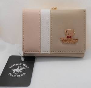 【新品】BEVERLY HILLS POLO CLUB　レディース　コンパクト　3つ折り財布　ベアアイテム　ベージュ